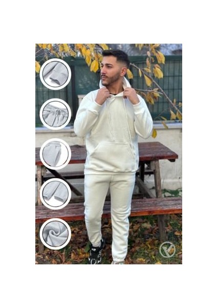 CMZ Collection Oversize Beyaz 3 Iplik Siyah Eşofman Takımı