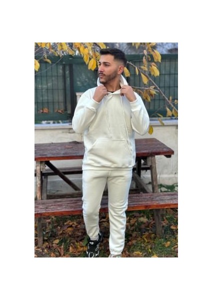 CMZ Collection Oversize Beyaz 3 Iplik Siyah Eşofman Takımı