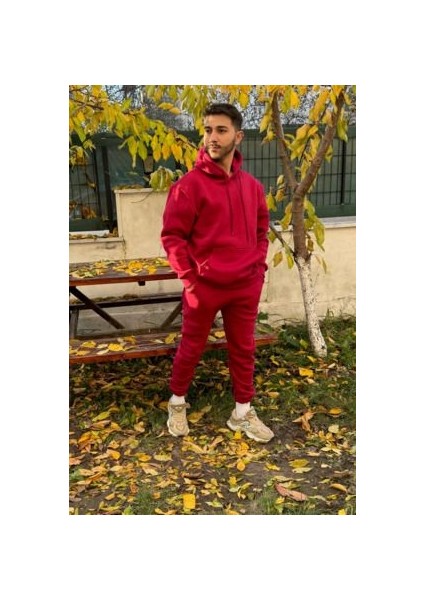 CMZ Collection Oversize Bordo 3 Iplik Siyah Eşofman Takımı