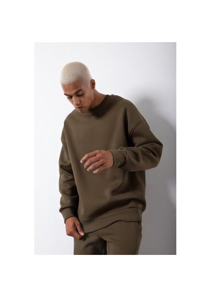 Erkek Bisiklet Yaka Oversized Sweatshirt