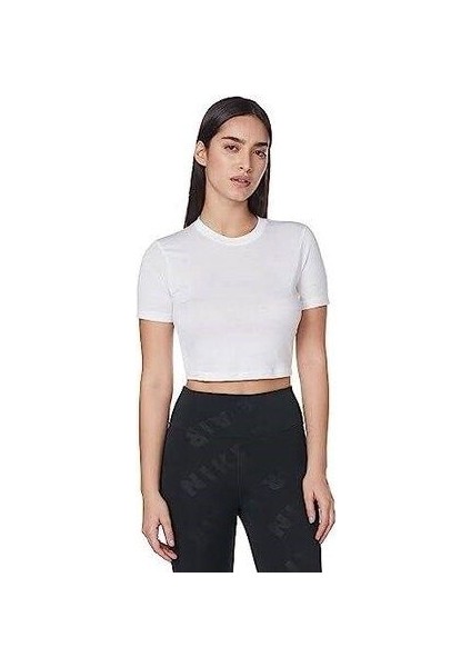 Air Baskılı Dar Kesimli Kısa Kadın Tişört DZ3751-121