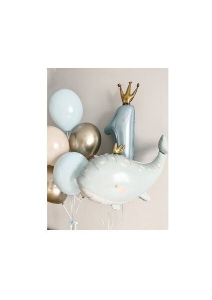 Sevimli Yeşil Balina Folyo Balon 93X71CM Baby Shower Doğum Günü Partisi Deniz Hayvanları 1 Yaş Set