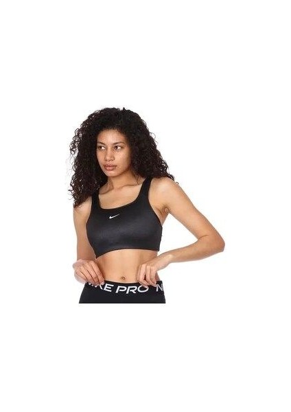 Swoosh Orta Destekli Pedli Parlak Kadın Spor Sütyeni DD1438-010