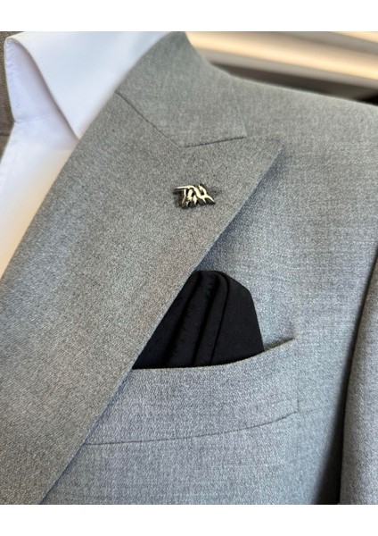İtalyan stil slim fit erkek kruvaze ceket pantolon takım elbise gri T12623 modelleri