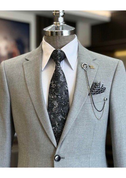 Italyan Stil Slim Fit Erkek Ceket Pantolon Takım Elbise Gri T12716 fiyatları