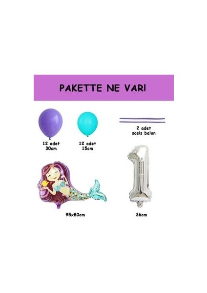 Deniz Kızı Temalı Doğum Günü Balonu Mini Rakam Balonlu Karşılama Seti fiyatları