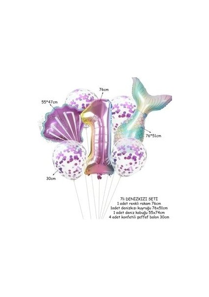 Deniz Kızı Rakamlı Balon Seti ( Denizkızı Deniz Kabuğu Rakam Balon ve Pullu Şeffaf Balon Buketi ) fiyatları