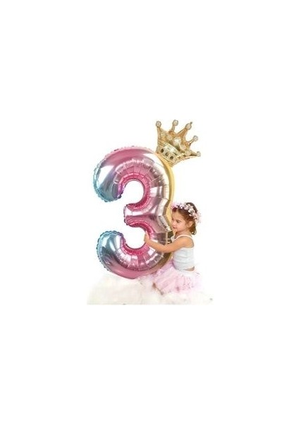 Unicorn Tema Rakam Balon Karşılama Seti 2 Yaş Gökkuşağı Renkleri Altın Taçlı 2 Rakamlı Balon indirimleri
