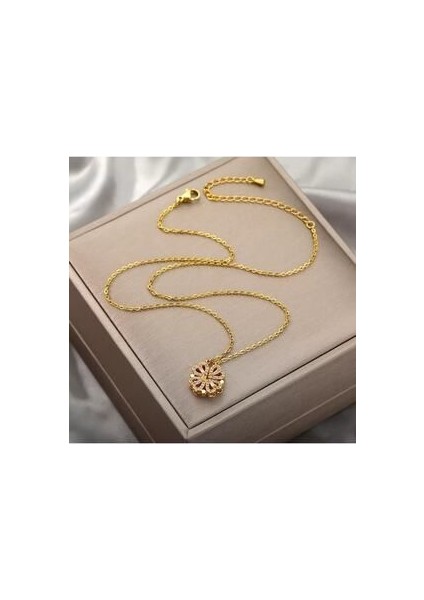 Yonca Mıknatıslı Zirkon Taşlı Çelik Kolye fiyatları