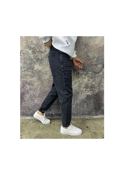 Erkek Mom Boyfiret Slouchy Jeans Mom Kalıp Rıkrasız
