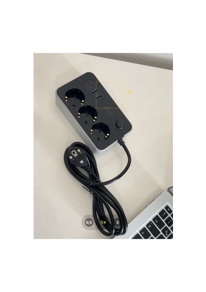 Çoklayıcı 3'lü Priz 2 USB 1 Typec 2 Metre Kablo Anahtarlı Termal Akım Korumalı Çoklu Priz Office fiyatları