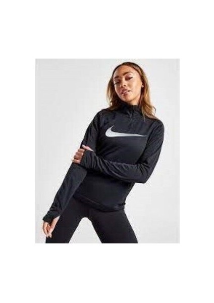 Dri-Fıt Swoosh Çeyrek Fermuarlı Uzun Kollu Kadın Koşu Tişört DX0952-010