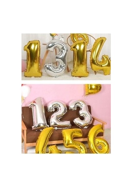 102CM Altın Rakam Balonlu 17'li Balon Seti modelleri