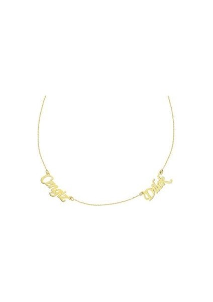 Iki Isimli Altın Kaplama Gümüş Kolye