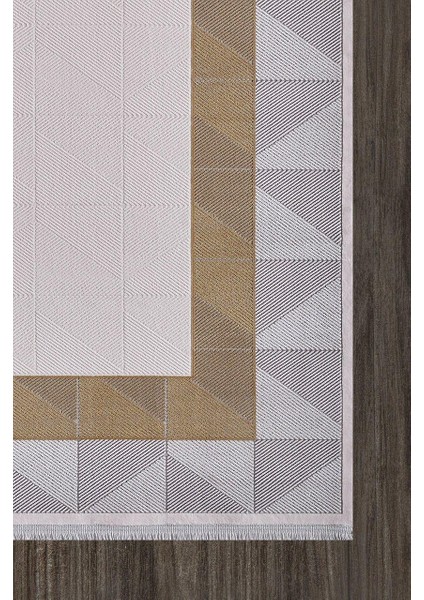 Mina 09101D Gri Gold Çerçeve Desen Bambu Halı fiyatları