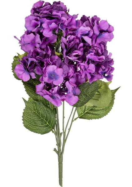 Yapay Çiçek Ortanca Çiçeği Demeti 43 Cm Mor Koyu