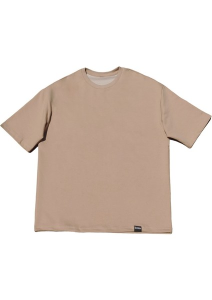 Basic Oversize Tişört - Bej Renk Oversize Basic T-shirt