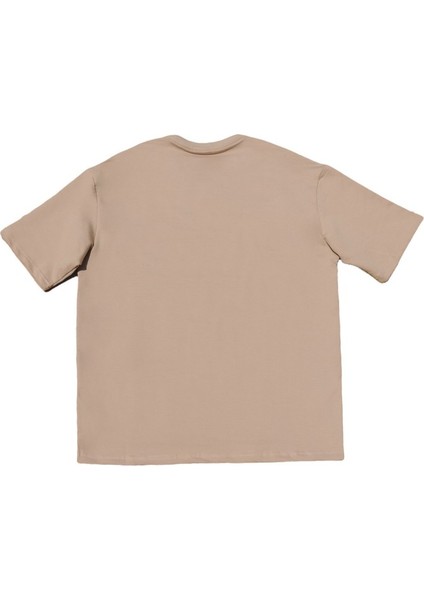 Basic Oversize Tişört - Bej Renk Oversize Basic T-shirt