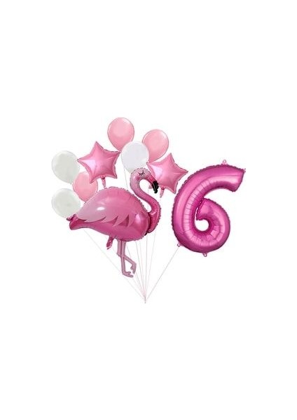 Flamingo Balon Fuşya Rakam Balon Pembe Beyaz Balon Buketi