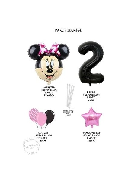 Siyah Rakam Balonlu Mini Fare Balon Set Minnie Mouse Balon Set fiyatları