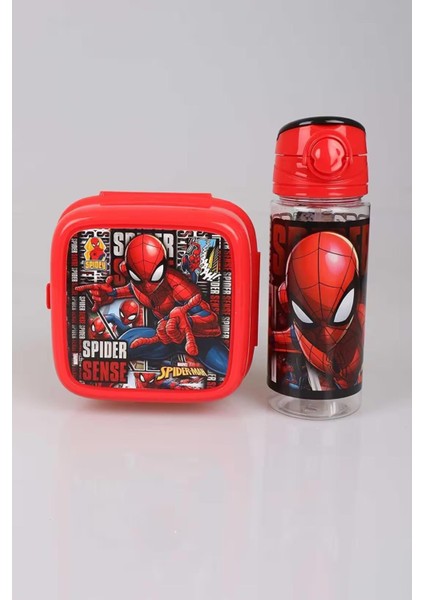 Lisanslı Spıderman 500 ml Trıtan Matara ve 2 Katlı Beslenme Kutusu / Lunch Box Seti