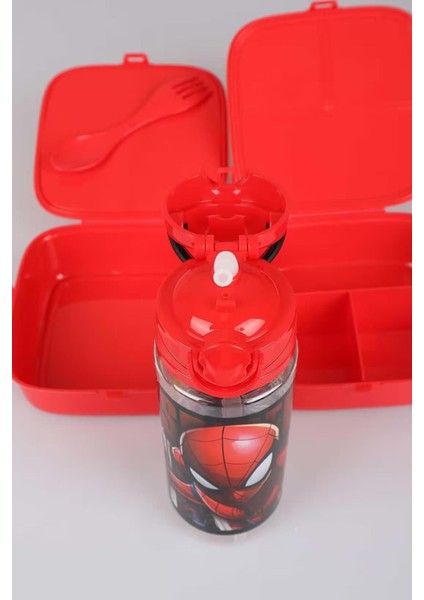 Lisanslı Spıderman 500 ml Trıtan Matara ve 2 Katlı Beslenme Kutusu / Lunch Box Seti