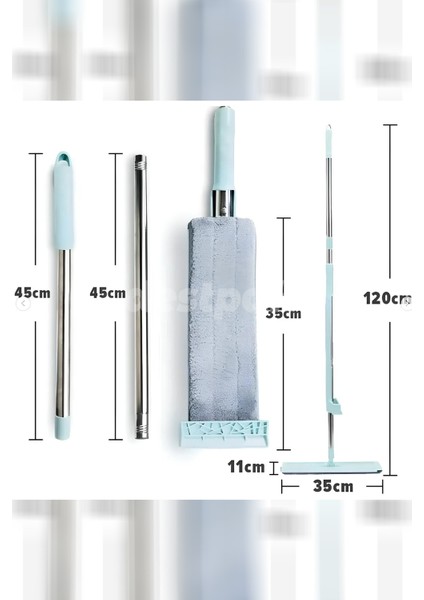 Kendinden Sıkmalı Mop - Mikrofiber Bezli - 360 Derece - 1 Adet Yedek Bezli