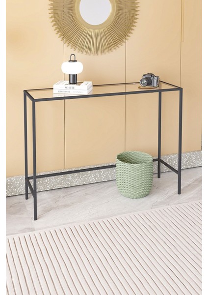 Canvas Metal Dresuar Dekoratif Kahve Köşesi Konsol Siyah Şeffaf Camlı modelleri