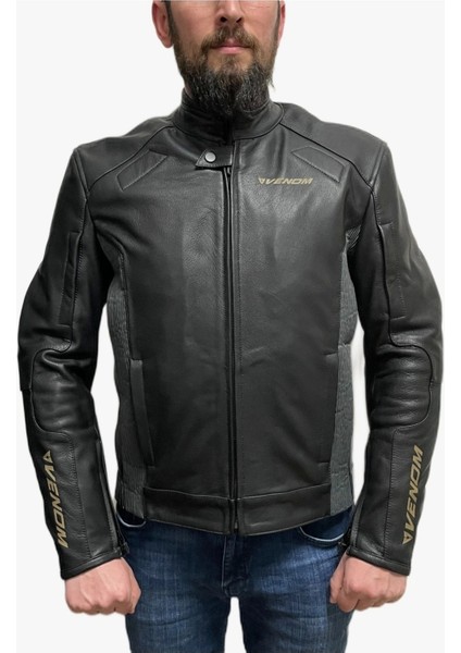 D2 Hakiki Deri Motosiklet Montu – Rahat Kalıp, Konforlu Sürüş İçin Bir Beden Büyük Tercih Edin