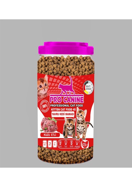 Pro Canine Professional 45 Kuzu Etli Kitten Kedi Maması 1,5 Lt