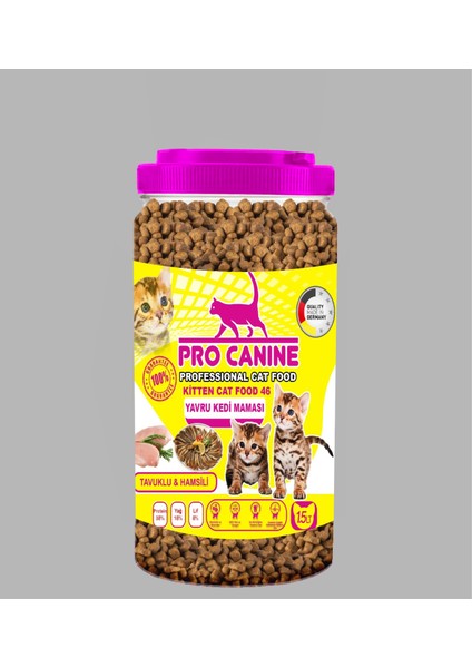 Pro Canine Professional 46  Tavuklu & Hamsili  Kitten Kedi Maması 1,5 Lt