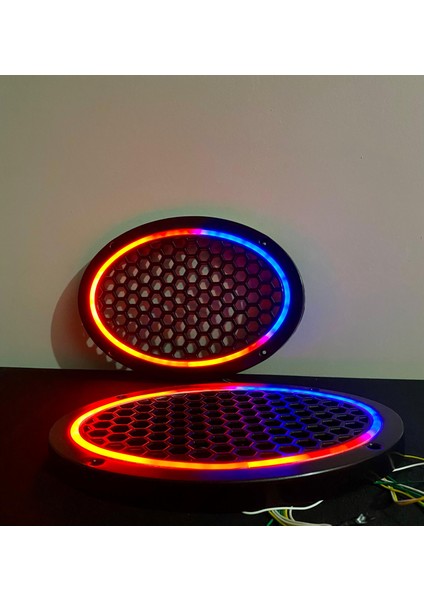 358 Modlu Kayar Ledli Oval Hoparlör Kapağı Pixel Kayar Neon Işıklı Oval Kapak