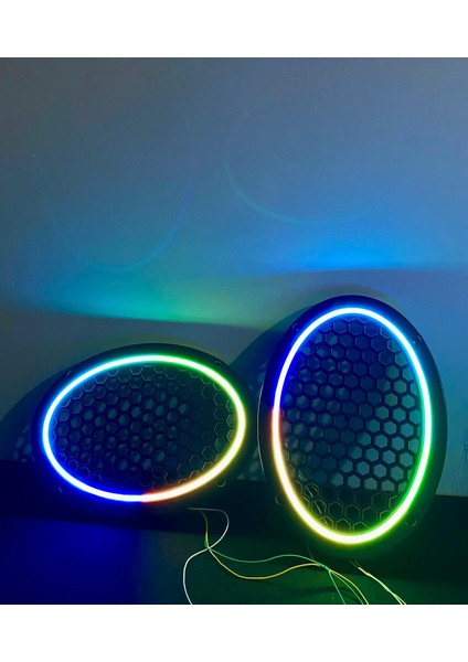 358 Modlu Kayar Ledli Oval Hoparlör Kapağı Pixel Kayar Neon Işıklı Oval Kapak indirimleri