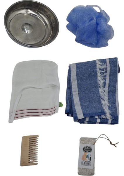 Banyo Hamam Peeling Vücut Temizlik Seti Mavi