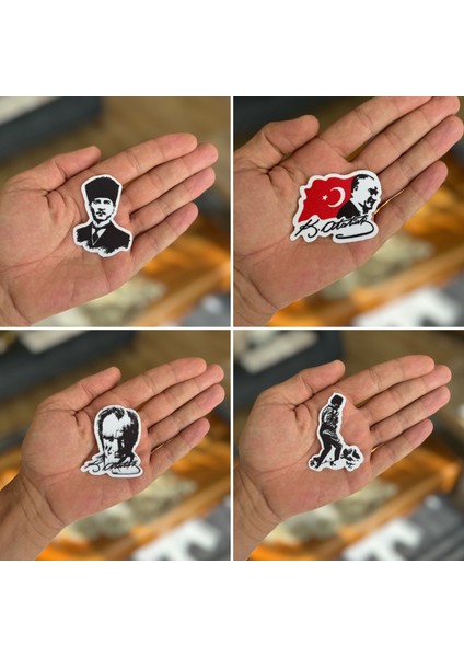 Ütü Ile Yapışan 4 Adet Örme Kumaş Arma Yırtık Kapatıcı Pratik Yama Tekstil Patch Gazi Mustafa Kemal Atatürk