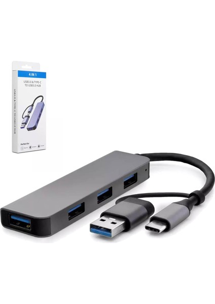 Çevirici Adaptör 4 In 1 USB 3.0 Type-C To USB 3.0 Hadron HDX-7825