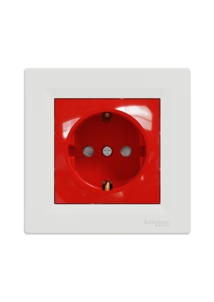 Schneider - Asfora Çocuk Korumalı Kırmızı Gövdeli Beyaz Çerçeveli – EPH2900521