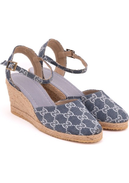 Gerçek Elişi Topuğu Açık Bilekten Bantlı Dolgu Topuk Keten Hasır Espadril Handmade fiyatları