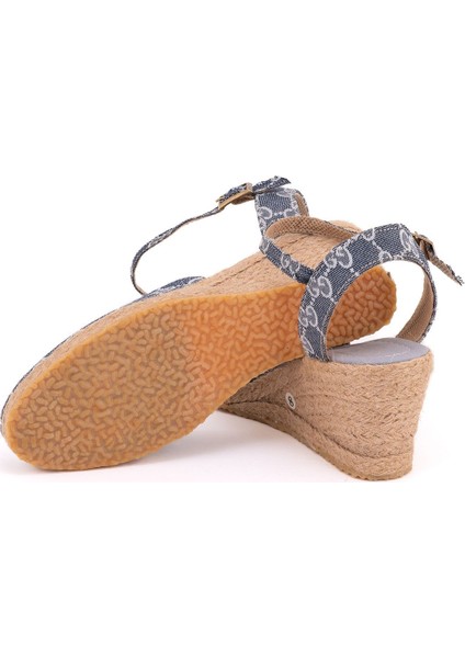 Gerçek Elişi Topuğu Açık Bilekten Bantlı Dolgu Topuk Keten Hasır Espadril Handmade fırsatları