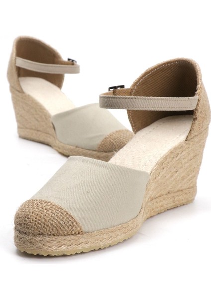 Star Tombis Elişi Bej Kadın Dolgu Topuk Espadril Handmade