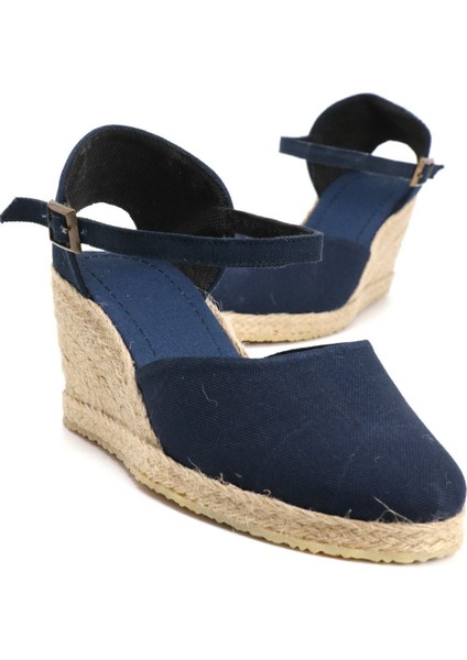 Elişi Lacivert Kadın Dolgu Topuk Espadril Handmade