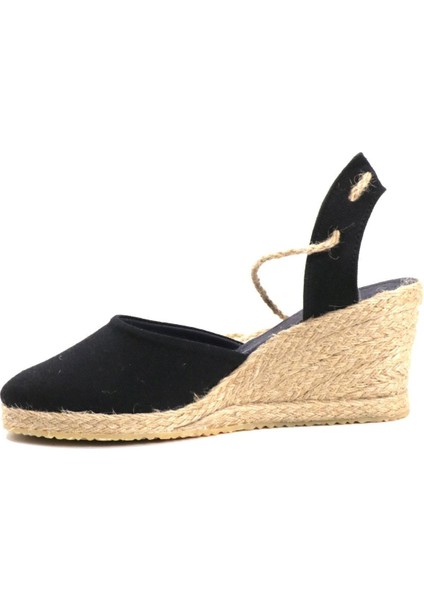 Star Tombis Elişi Siyah Kadın Dolgu Topuk Espadril Handmade