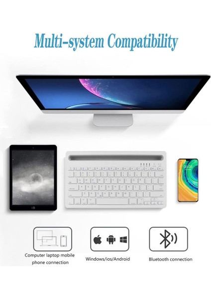 Casper Via S20 10.1" Uyumlu Kablosuz Bluetooth Şarj Edilebilir Tablet Telefon Standlı Klavye - Beyaz