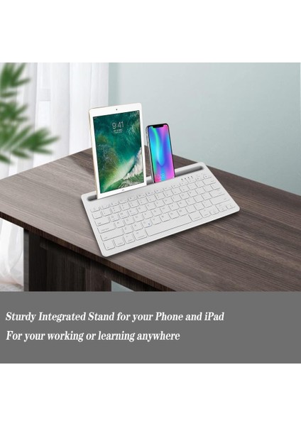Casper Via S20 10.1" Uyumlu Kablosuz Bluetooth Şarj Edilebilir Tablet Telefon Standlı Klavye - Beyaz