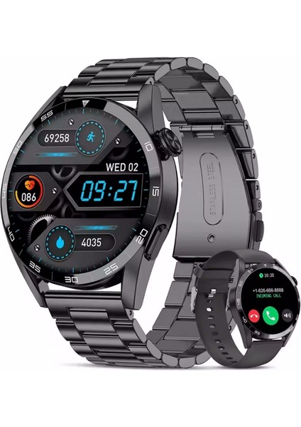 Watch GT3 Pro 46mm Siyah Amoled Ekranlı Spor Çelik Kasa Erkek Akıllı Saat Sesli Görüşmeli NFC, GPS, Spor Takibi, Sağlık Ölçümü Android İos iphone Huawei Uyumlu 8-9 Howear