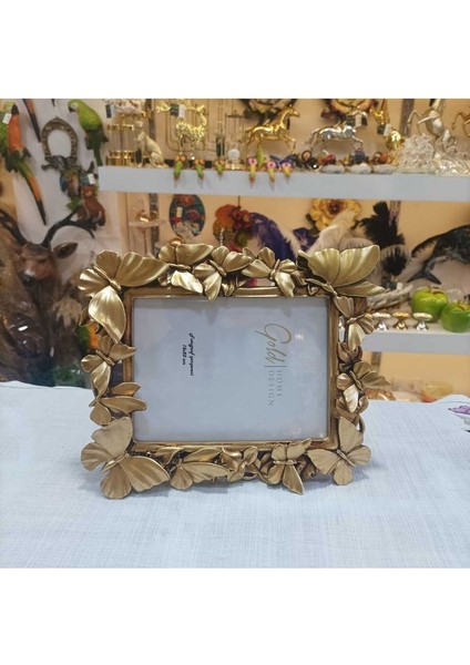 Fotoğraf Çerçevesi Kelebek Desenli Gold Rengi 15X20