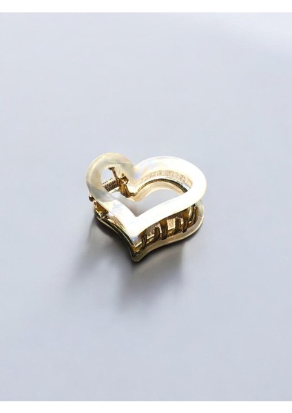 Kadın Minik Altın Detaylı 4 cm Kemik Mandal Toka