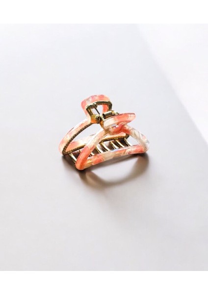 Kadın Minik Altın Detaylı 4 cm Kemik Mandal Toka