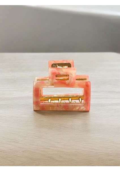 Kadın Minik Altın Detaylı 4 cm Kemik Mandal Toka