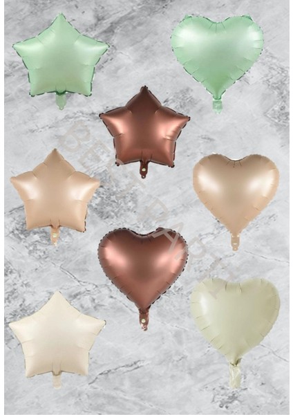 8 Adet Kalp Yıldız Folyo Balon Seti